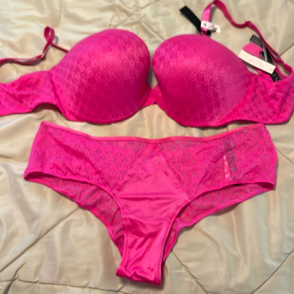 Brand Victoria’s Secret Icon Push-up Demi Bra 38DD and Cheeky Panty Size Large